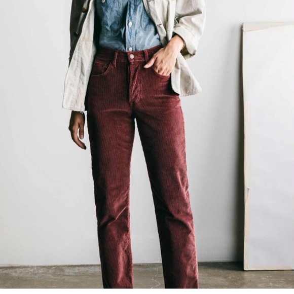 imogene + willie Pants - imogene + willie Deep Red Amelia Corduroy Pants
